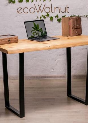 Компьютерный стол ecowalnut с живыми краями офисный деревянный стол l - 1500x600x750 мм, сосна