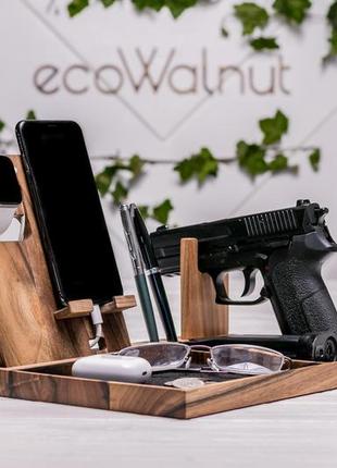 Подставка для пистолета телефона и часов samsung настольный органайзер из ореха...