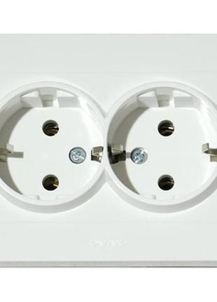 Розетка двойная с заземлением белая ovivo electric серия grano