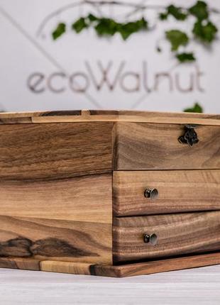 Женская деревянная шкатулка для украшений с зеркалом с гравировкой