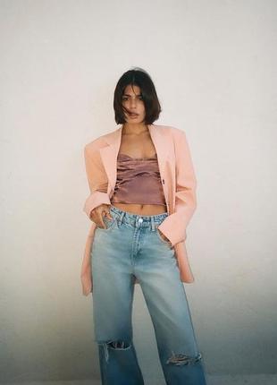 Пиджак zara пудровый розовый3 фото