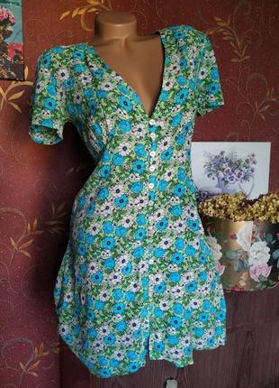 Коротка сукня з квітковим принтом на ґудзиках від stradivarius4 фото