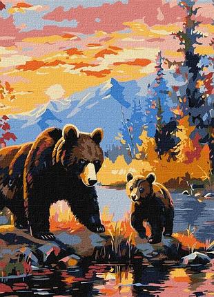 Картина за номерами ведмежа сім'я  ідейка 40 х 50 kho6650