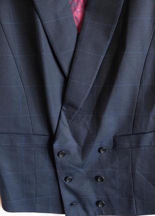 Стильная синяя мужская жилетка в клетку классическая жилет к костюму винтаж вензель пейсли узор6 фото