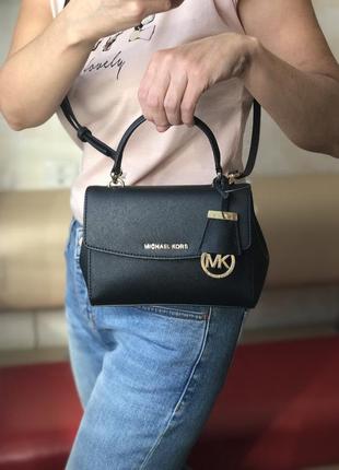 Сумка женская кросс-боди michael kors оригинал ava extra-small saffiano leather crossbody чёрная кросс боди5 фото