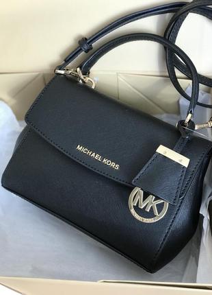 Сумка женская кросс-боди michael kors оригинал ava extra-small saffiano leather crossbody чёрная кросс боди2 фото