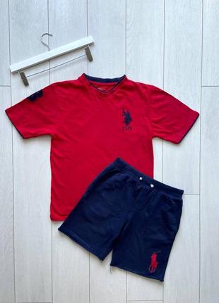 Комплект шорты и футболка polo ralph lauren на мальчика костюм спортивный подростковый