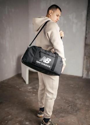 Премиум кожа, сумка черная, для тренировок, путешествий, кожаная, спортивная, дорожная new balance5 фото