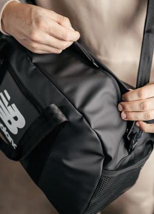 Премиум кожа, сумка черная, для тренировок, путешествий, кожаная, спортивная, дорожная new balance6 фото