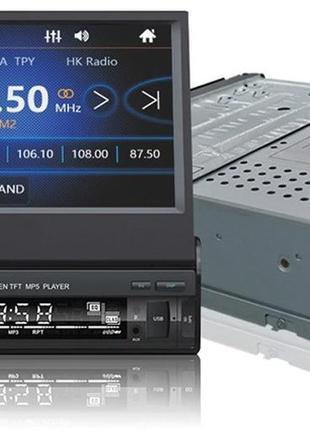 1din магнітола 9601-7"екран + 2xusb + bluetooth + aux + пульт (немоторизований екран)