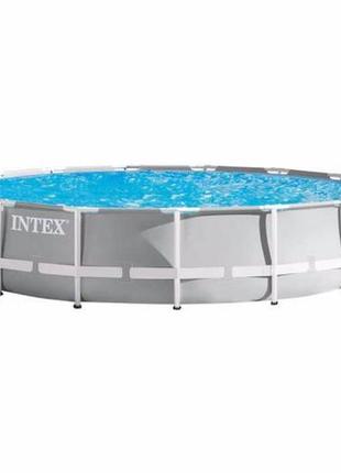 Бассейн каркасный intex 26724 круглый 457х107 см, тент, подстилка, лестница, фильтр-насос, объем 14614 лит3 фото