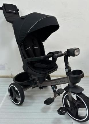 Детский трёхколёсный велосипед колясочного типа turbo trike mt 1002-1 чорый поворотное сидение