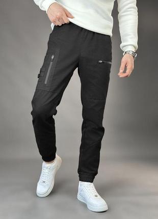 Мужские брюки карго, черные джоггеры, штаны из коттона