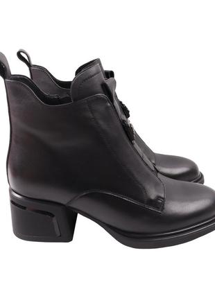 Ботильоны женские farinni на каблуке черные натуральная кожа, 35