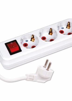 Удлинитель 3 гнезда 5 м с заземлением и кнопкой