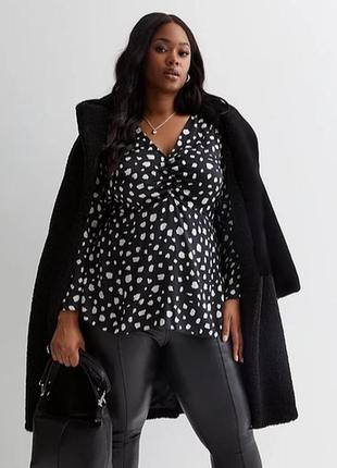 Новая сатиновая блузка с пуговицами и ярусом батал, new look, одежда большого размера.