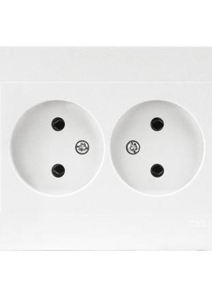 Розетка подвійна без заземлення біла  karell
