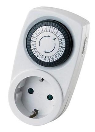 Механический таймер horoz electric timer-1 суточный в розетку с заземлением 3500 вт 16 а