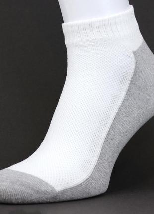 Літні чоловічі шкарпетки короткі із сіткою 5 пар 41-45 білий сірий низькі спортивні шкарпетки2 фото