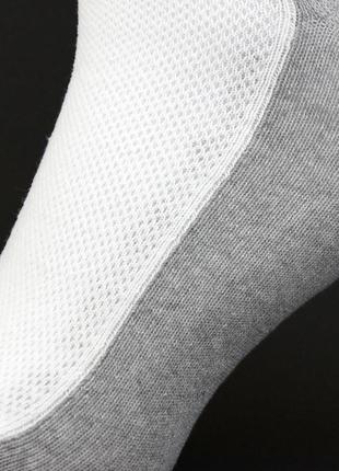 Літні чоловічі шкарпетки короткі із сіткою 5 пар 41-45 білий сірий низькі спортивні шкарпетки8 фото