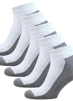 Літні чоловічі шкарпетки короткі із сіткою 5 пар 41-45 білий сірий низькі спортивні шкарпетки1 фото