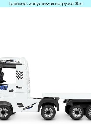 Детский электромобиль bambi m 4208eblr-1(2) грузовик с прицепом mercedes-benz actros белый3 фото