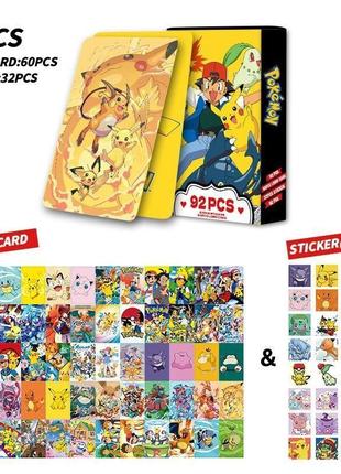 Набор карт покемоны pokemon фотокартки наклейки pokemon 92 шт