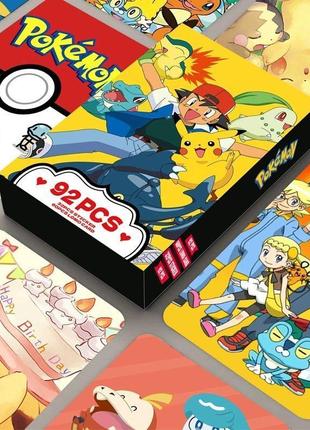Набор карт покемоны pokemon фотокартки наклейки pokemon 92 шт