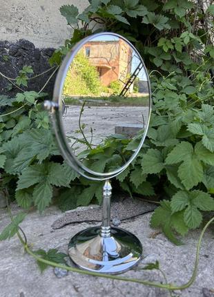 Хромоване настільне дзеркало д20см на дві сторони зі збільшенням3 фото