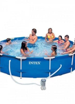 Каркасный бассейн intex 28212 фильтр-насос 366х76 см, объем 6503 л