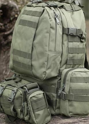 Військово-тактичний рюкзак molle assault 55 l+ 3 органайзери, олива2 фото