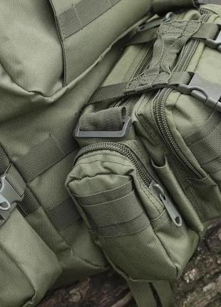 Військово-тактичний рюкзак molle assault 55 l+ 3 органайзери, олива3 фото