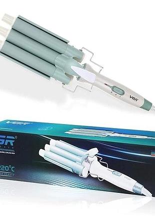 Плойка потрійна для волосся professional, потрійна плойка хвиля 22 мм щипці на три хвилі 90 вт vgr v-595