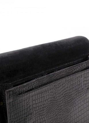 Стильный портфель кожа под крокодила 2 отделения качественный ручная работа черный5 фото