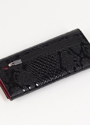 Жіночий шкіряний гаманець karya 1071-013 лаковий чорний3 фото