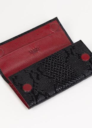 Жіночий шкіряний гаманець karya 1071-013 лаковий чорний5 фото