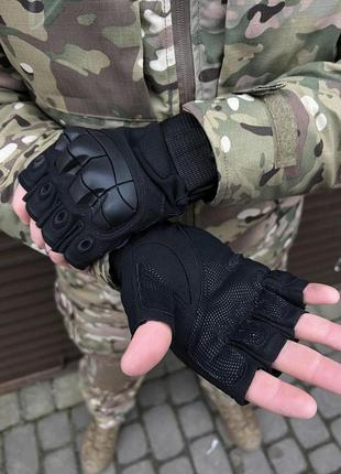 Рукавиці безпалі oakley tactical pro з кісточками, чорні