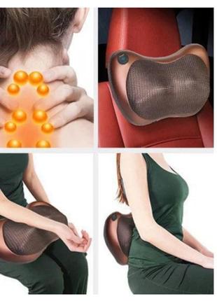 Масажна подушка massage pillow qy-8028 інфрачервоний роликовий масажер для шиї та спини 8 масажних ролика8 фото