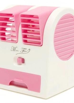 Вентилятор бытовой настольный mini fan cooler my-0199 двухканальный увлажнение и ароматизация розовый4 фото