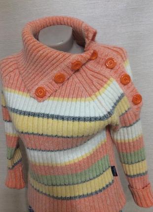 Женский теплый толстый в полоску мирер из ангоры