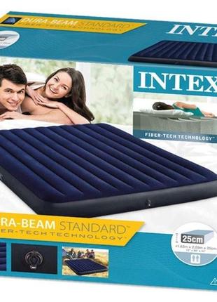 Двуспальный надувной матрас с насосом и подушками intex 64755-5 интекс 183 x 203 x 25 см10 фото