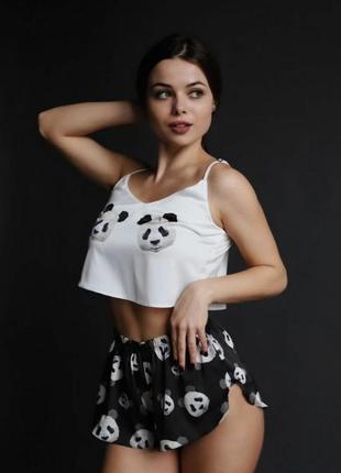 Пижама атласная "панда"