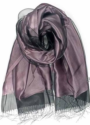 Вечерний роскошный нарядный двухслойный палантин розовый, черный новый качественный