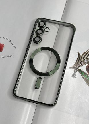 Чехол для samsung s23 fe. зеленый глянцевый цвет, с защитой камеры