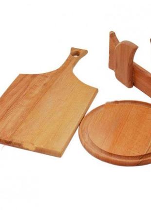 Набор деревянных разделочных досок для кухни с подставкой (07)3 фото