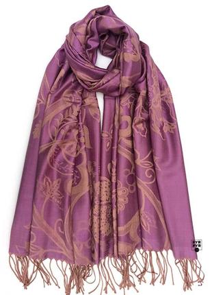 Роскошный палантин шелк шерсть шарф тканый узор жаккард гобелен пейсли сиреневый