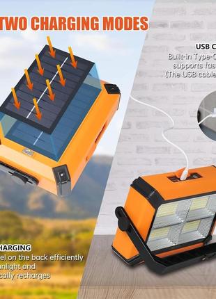 Фонарь прожектор аккумуляторный светодиодный 30w с солнечной батареей и функцией power bank ukc 8814 фото