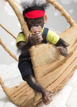 Силіконова колекційна лялька реборн мавпа хлопчик чип (вінілова лялька мавпа) висота 40 см2 фото
