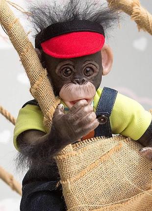 Силіконова колекційна лялька реборн мавпа хлопчик чип (вінілова лялька мавпа) висота 40 см6 фото