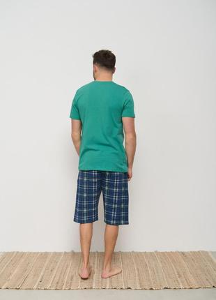 Чоловіча піжама трикотажна з шортами в клітинку розмір m, l, xl, 2xl3 фото